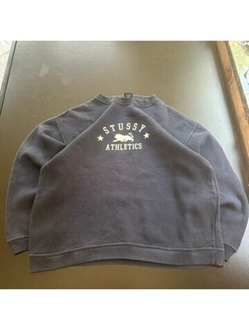 Vintage desginer rare Stussy Athletics crewneck sweatshirt navy